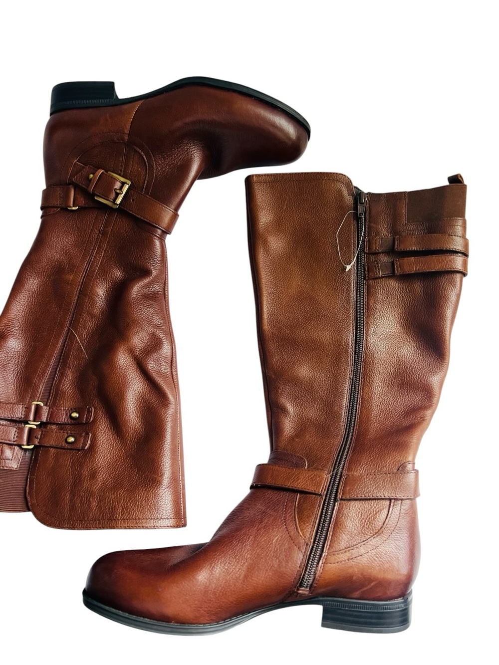 Naturlizer Classic Tall Cognac Brown Zip Up Boots